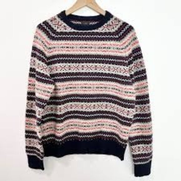 J.Crew Mens Fair Isle Crew Neck 100% Lambswool Size Medium - Picture 1 of 9